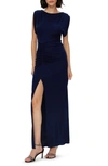 Diane Von Furstenberg Gertrude Ruched Maxi Dress In Navy