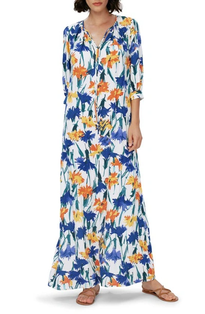 Diane Von Furstenberg Drogo Floral Print Maxi Dress In Dianthus Med Ivory