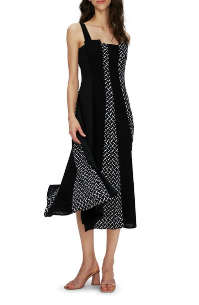 Diane Von Furstenberg Otto Geometric-print Square-neck Midi Dress In Tigris/blk