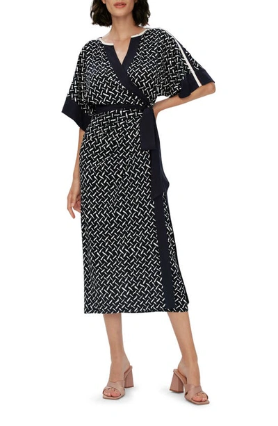 Diane Von Furstenberg Dorothea Geometric-print Midi Wrap Dress In Black,white