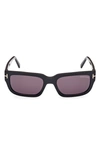 Tom Ford Black Ezra Rectangle-frame Sunglasses In Shiny Black / Smoke