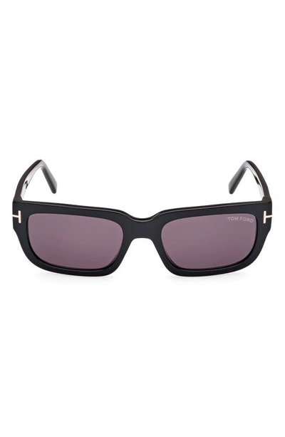 Tom Ford Ezra 54mm Rectangular Sunglasses In Black/purple Solid