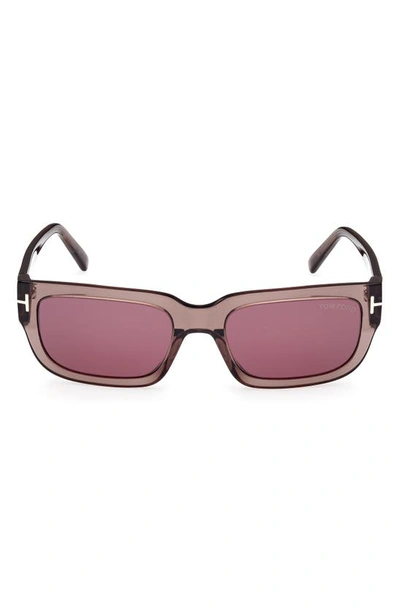 Tom Ford Eyewear Rectangular Frame Sunglasses In Shiny Brown / Bordeaux Mirror