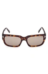 Tom Ford Ezra Rectangular Sunglasses, 54mm In Shiny Havana / Roviex Mirror