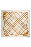 Burberry Spear Chain Print Square Silk Scarf In Gold