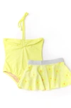 SHADE CRITTERS KIDS' DAISY ONE-PIECE SWIMSUIT & COVER-UP SKIRT SET