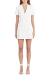 Amanda Uprichard Mesha Pleated Tuxedo Minidress In Ivory