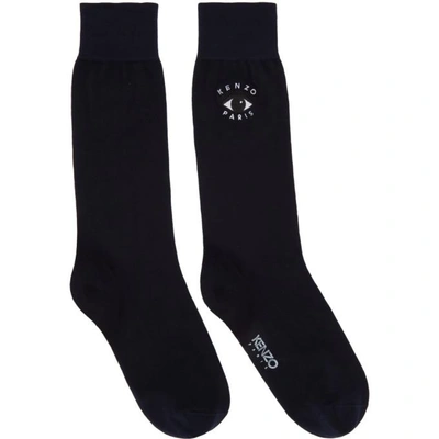 Kenzo Navy Eye Socks In Black