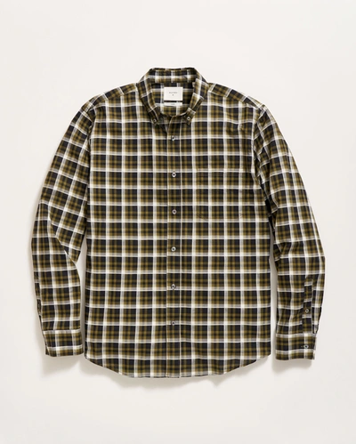 Billy Reid Textural Grid Plaid Tuscumbia Shirt Button Down In Olive/multi