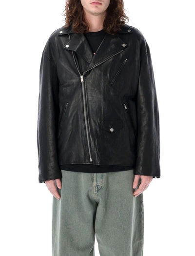 Acne Studio Leather Biker Jacket In Black