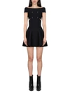 Alexander Mcqueen Cut-out Off-shoulder Flared Mini Dress In Black