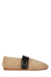 Low Classic Faux Fur Mary Jane Ballerinas In Beige O Tan
