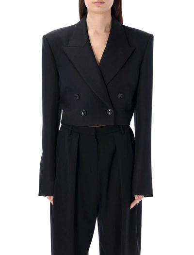Magda Butrym Cropped Double Breasted Blazer In Black