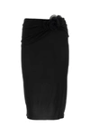 Magda Butrym Embellished Floral High-waisted Ruched Midi Skirt In Black