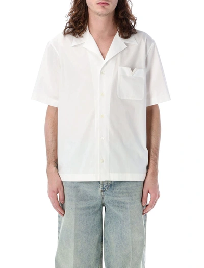 Valentino Short Sleeve V Detail Shirt In White