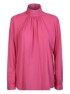 Xacus High Neck Blouse In Pink In Pink