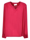 Xacus V-neck Viscose Blouse In Fuchsia In Pink