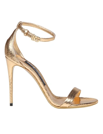 Dolce & Gabbana Keira Sandals In Gold Colour Python Leather