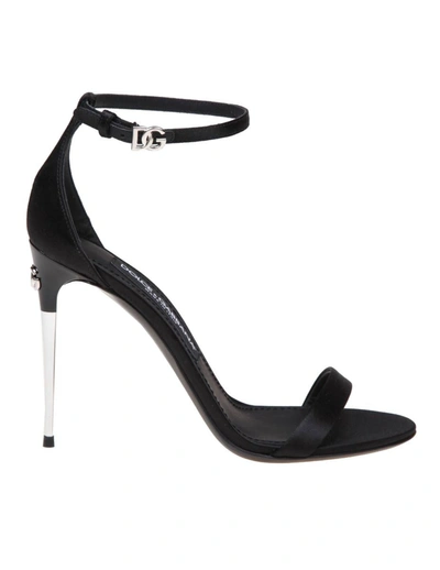 Dolce & Gabbana Keira Sandal In Black Satin
