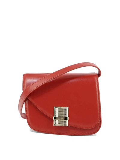 Ferragamo Small Asymmetric Leather Crossbody Bag In Red