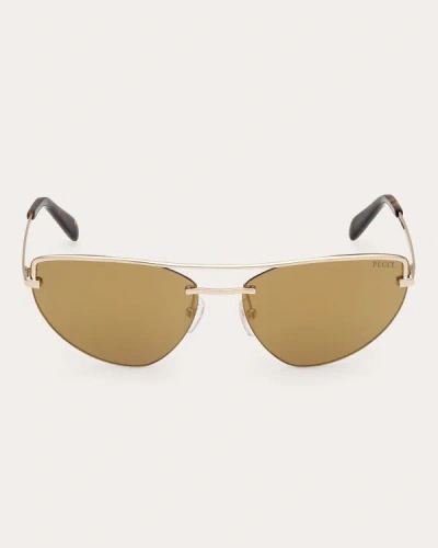 PUCCI WOMEN'S GOLDTONE & BROWN MIRROR CAT-EYE SUNGLASSES