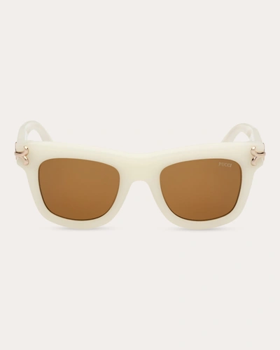 PUCCI WOMEN'S WHITE & BROWN SQUARE SUNGLASSES