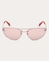 Pucci Women's Shiny Pink Mirror Cat-eye Sunglasses Metal In Pink