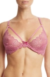 Hanky Panky Strappy Lace Underwire Bra In Rosehip