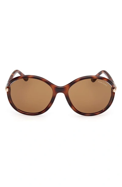 Tom Ford Cut-out Plastic Round Sunglasses In Havana/marrone
