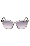 Tom Ford Lucia 54mm Gradient Square Sunglasses In Shiny Grey Black / Smoke