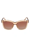 Tom Ford Square Plastic Sunglasses, 54mm In Beige Vintage Havana / Brown