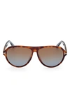 Tom Ford Men's Quincy Photochromic Aviator Sunglasses In Shiny Havana / Brown To Blue