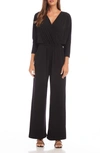 Karen Kane Travel Wide Leg Jersey Jumpsuit In Black
