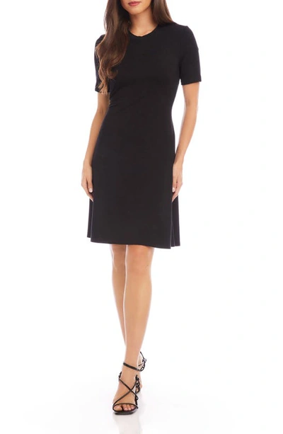 Karen Kane Petites Short Sleeve A Line Dress In Black