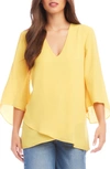Karen Kane Petite Crossover Hem Top In Yellow