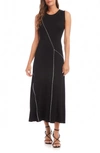 Karen Kane Reverse Seam Sleeveless Midi Dress In Black