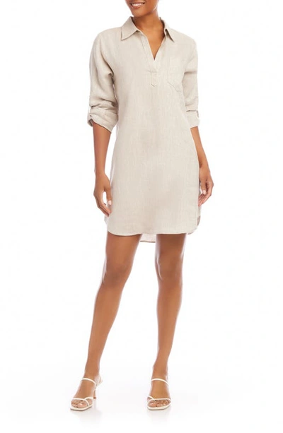 Karen Kane Linen Shirt Dress In Oat