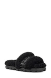 Ugg Cozetta Braid Genuine Shearling & Faux Shearling Slide Sandal In Black