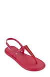 Ipanema Glossy Casual Flat Thong Sandals In Red/ Transparent Red