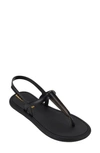 Ipanema Glossy Casual Flat Thong Sandals In Black
