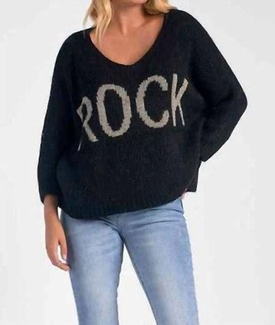Elan Rock V-neck Sweater In Black