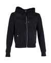 TOM FORD PANELLED ZIP-UP HOODIE IN NAVY BLUE SUEDE AND WOOL