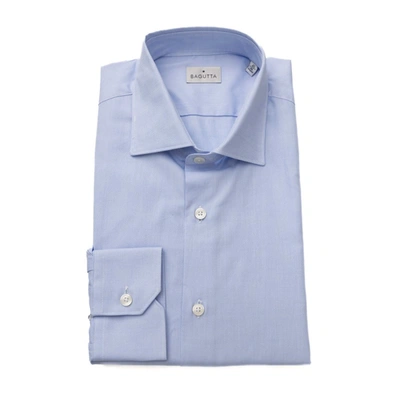 BAGUTTA BLUE COTTON MEN'S SHIRT