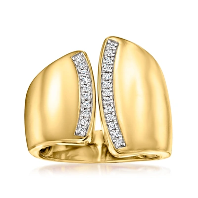 Ross-simons Diamond Asymmetrical Ring In 18kt Gold Over Sterling. In White