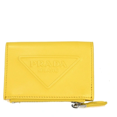Prada Leather Wallet () In Yellow
