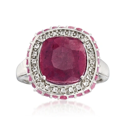 Ross-simons Ruby And . White Topaz Ring In Sterling Silver In Red