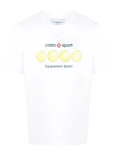 Casablanca Home Sports Tennis Balls Printed T-shirt Clothing In White