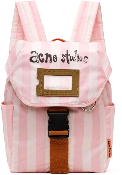 Acne Studios Womens Light Pink Off White D-ring Check-pattern Shell Backpack