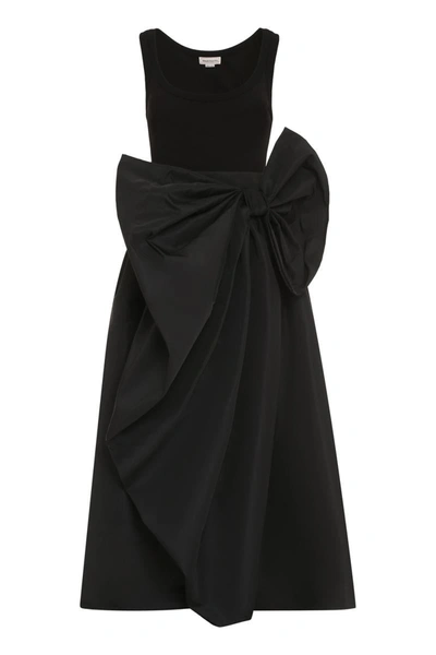 Alexander Mcqueen Hybrid Long Dress In Black