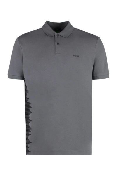 Hugo Boss Boss Short Sleeve Cotton Polo Shirt In Grey